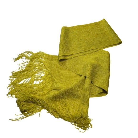 VIBRANT Yellow Sequin Long Rectangular Tassel Scarf Shawl - Picture 6 of 11